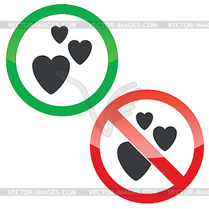 Love permission signs set - vector clipart