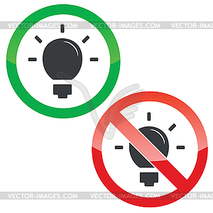 Light permission signs set - vector image