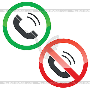 Calling permission signs set - vector image