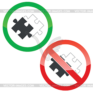 Place puzzle permission signs set - vector EPS clipart