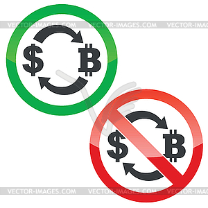 Доллар-Bitcoin признаки обмен разрешений установлен - векторный клипарт EPS