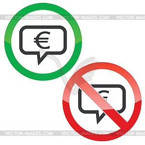 Euro message permission signs - royalty-free vector clipart