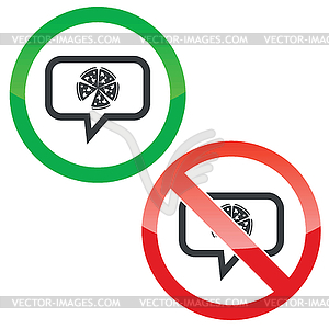 Pizza message permission signs - vector clipart