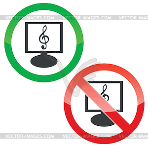 Music monitor permission signs - vector EPS clipart