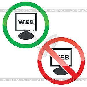 WEB monitor permission signs - stock vector clipart