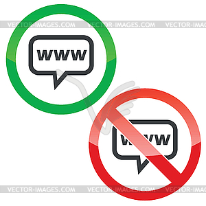 WWW message permission signs - vector image