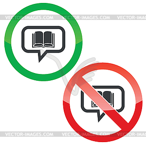 Book message permission signs - vector image