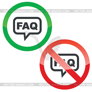 FAQ message permission signs - vector image