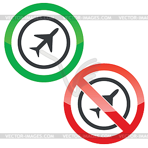 Plane permission signs - vector clipart