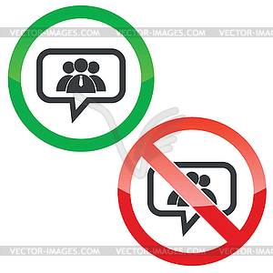 Use group message permission signs - vector clipart