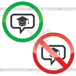 Graduation message permission signs - vector image