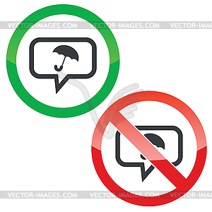 Umbrella message permission signs - vector image