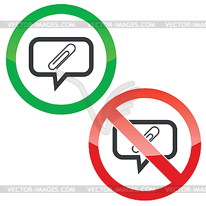 Paperclip message permission signs - vector image