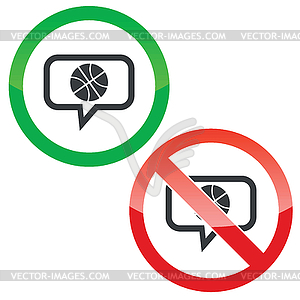 Basketball message permission signs - vector clip art