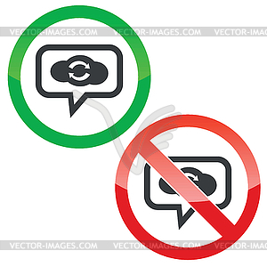 Cloud exchange message permission signs - vector clip art