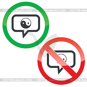 Ying yang message permission signs - vector clipart