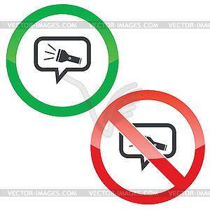 Flashlight message permission signs - vector image