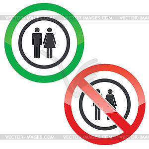 Man and woman permission signs - vector image