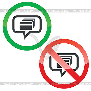 Credit card message permission signs - vector clip art