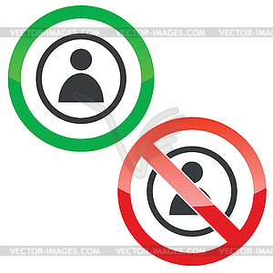 User permission signs - color vector clipart