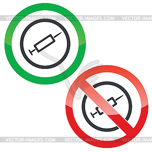 Injection permission signs - vector clip art