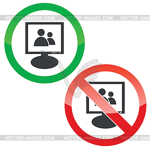 Contacts monitor permission signs - vector clipart