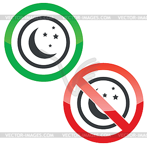 NIght permission signs - vector image