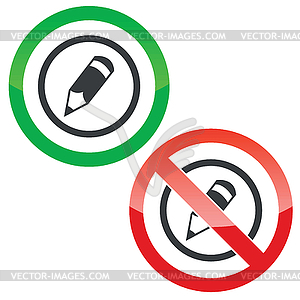 Pencil permission signs - vector EPS clipart