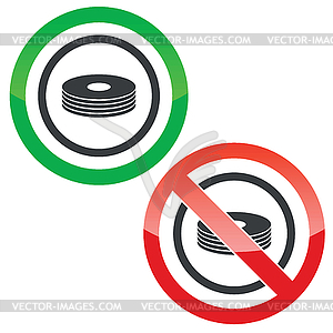 Compact disc permission signs - vector clipart