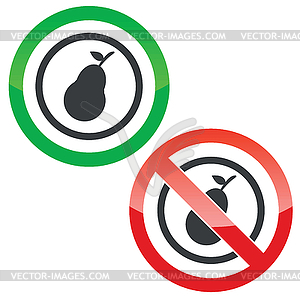 Pear permission signs - vector image