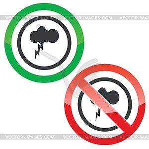 Thunderstorm permission signs - royalty-free vector image