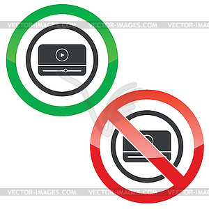 Mediaplayer permission signs - vector image