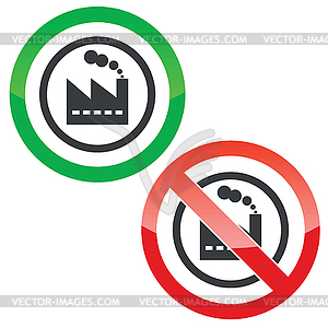 Factory permission signs - vector clip art