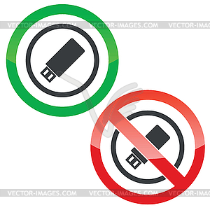 USB stick permission signs - vector clipart