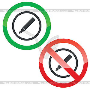 Ink pen permission signs - vector image