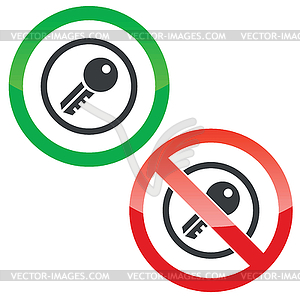 Key permission signs - vector image