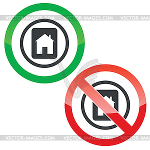 House tablet permission signs - vector EPS clipart