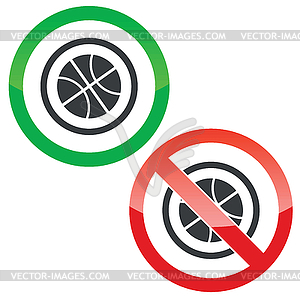 Basketball permission signs - vector clipart