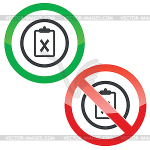 Negative result permission signs - vector clip art