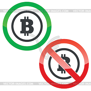 Bitcoin permission signs - vector image
