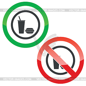 Fast food permission signs - vector clip art