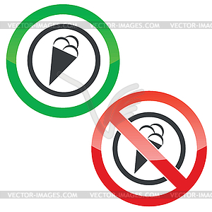 Ice cream permission signs - vector clipart