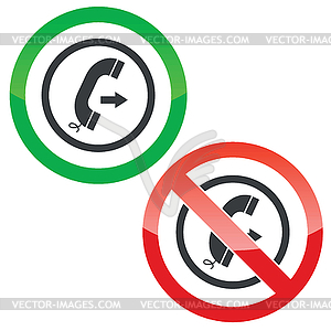 Outgoing call permission signs - vector clipart