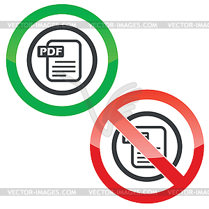 PDF file permission signs - vector image