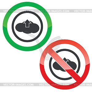 Cloud upload permission signs - vector image