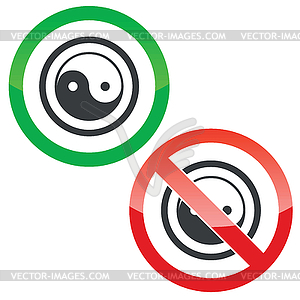 Ying yang permission signs - vector image