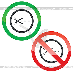 Cut permission signs - vector image