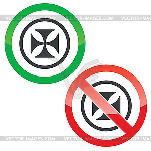 Maltese cross permission signs - royalty-free vector image