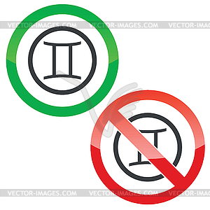 Gemini permission signs - vector EPS clipart