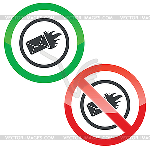 Burning letter permission signs - stock vector clipart